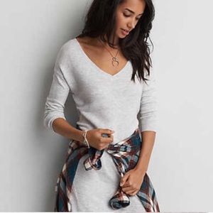 American Eagle Textured V-Neck Sweater Dress